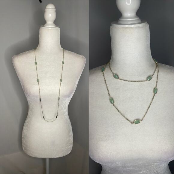 Kendra Scott Kellie necklace in silver and green - Picture 1 of 4